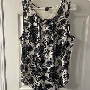 Ann Taylor Black and White Floral Blouse